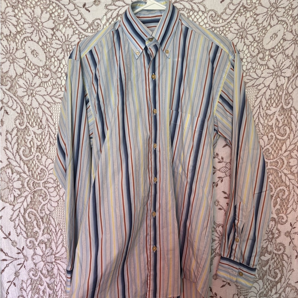 Burberry Blue and Yellow Casual Button Down Shirt